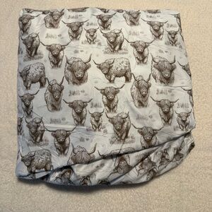 HIGHLAND COW sketch cowboy western country  FITTED sheet KING size NEW